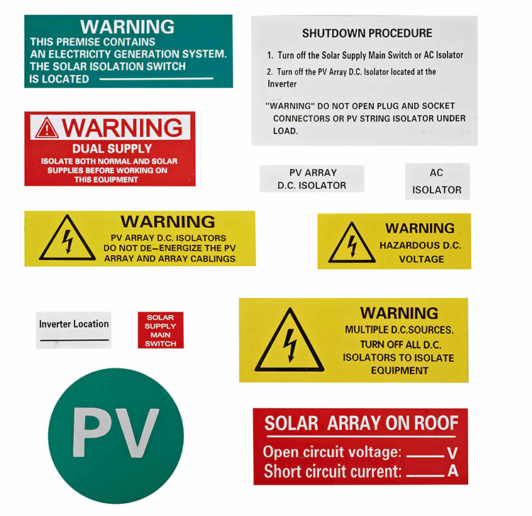 Avertaj Etikedoj Por Pv-Sistemo